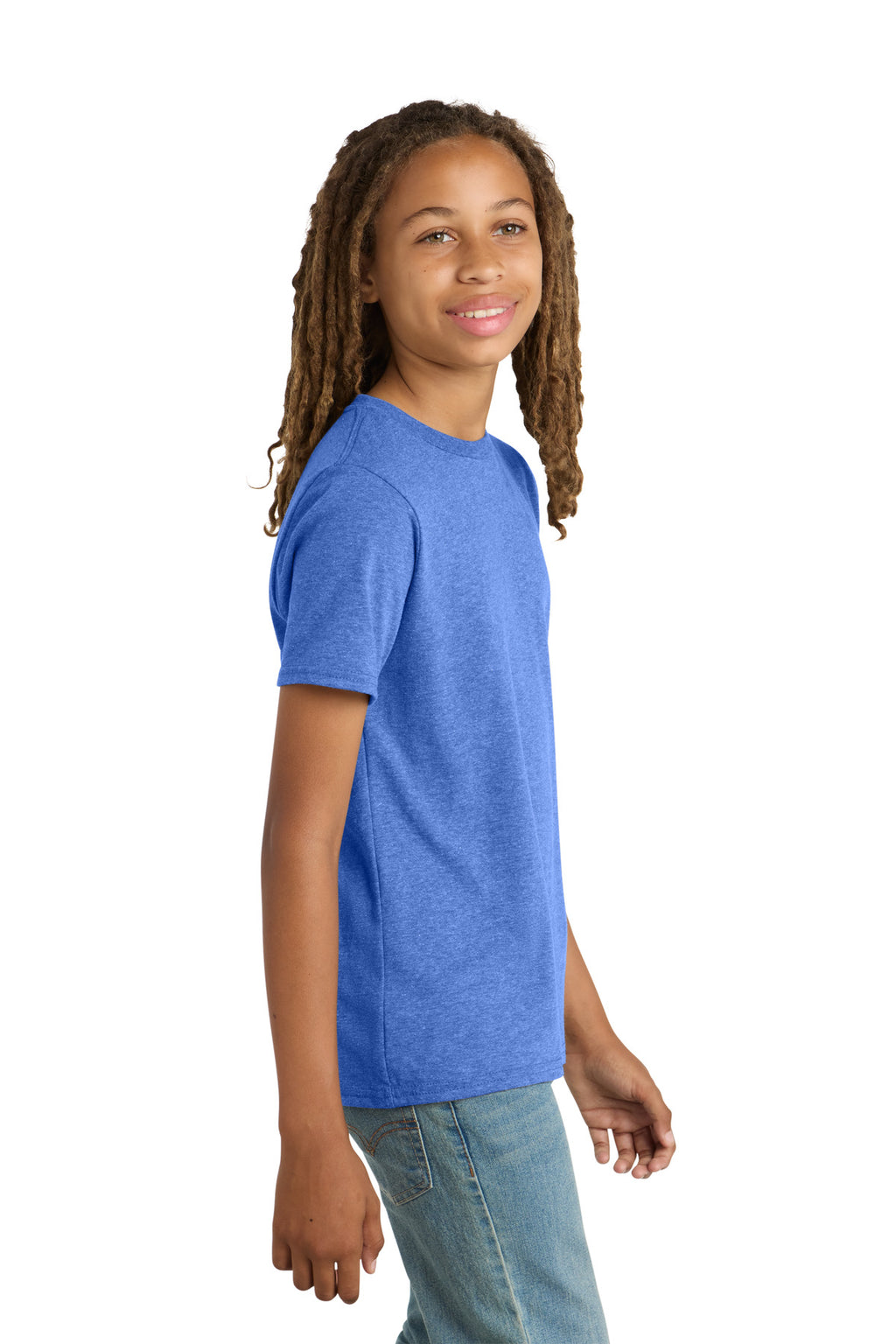District Youth Very Important Tee . DT6000Y - Heathered Royal - side