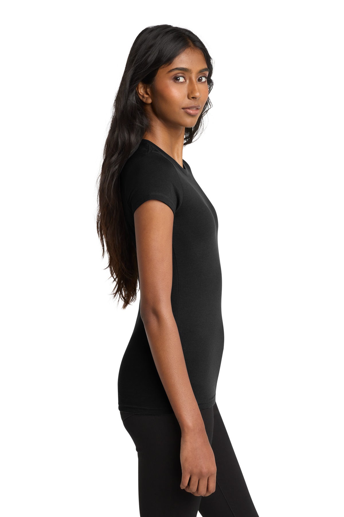 District Women's Fitted Very Important Tee . DT6001 - Black - side