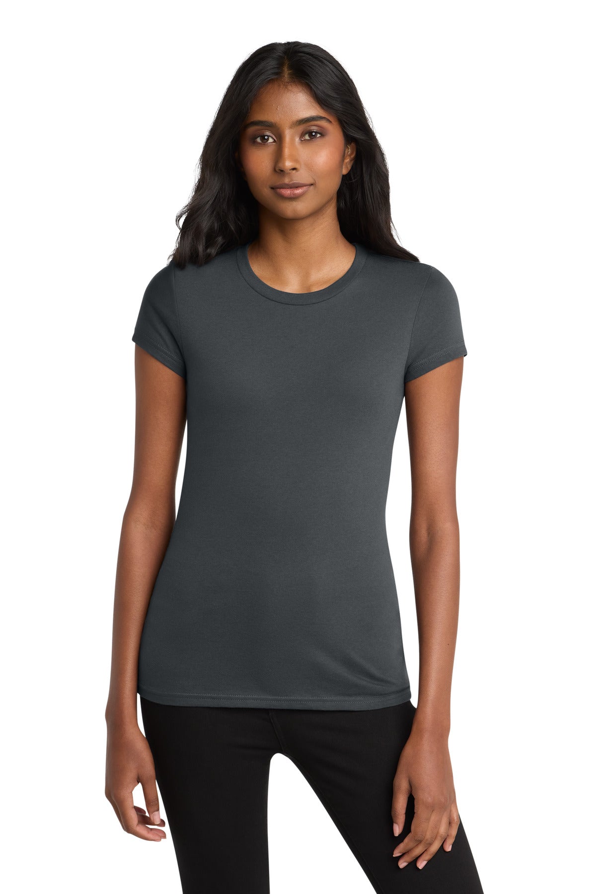 District Women's Fitted Very Important Tee . DT6001 - Charcoal - front