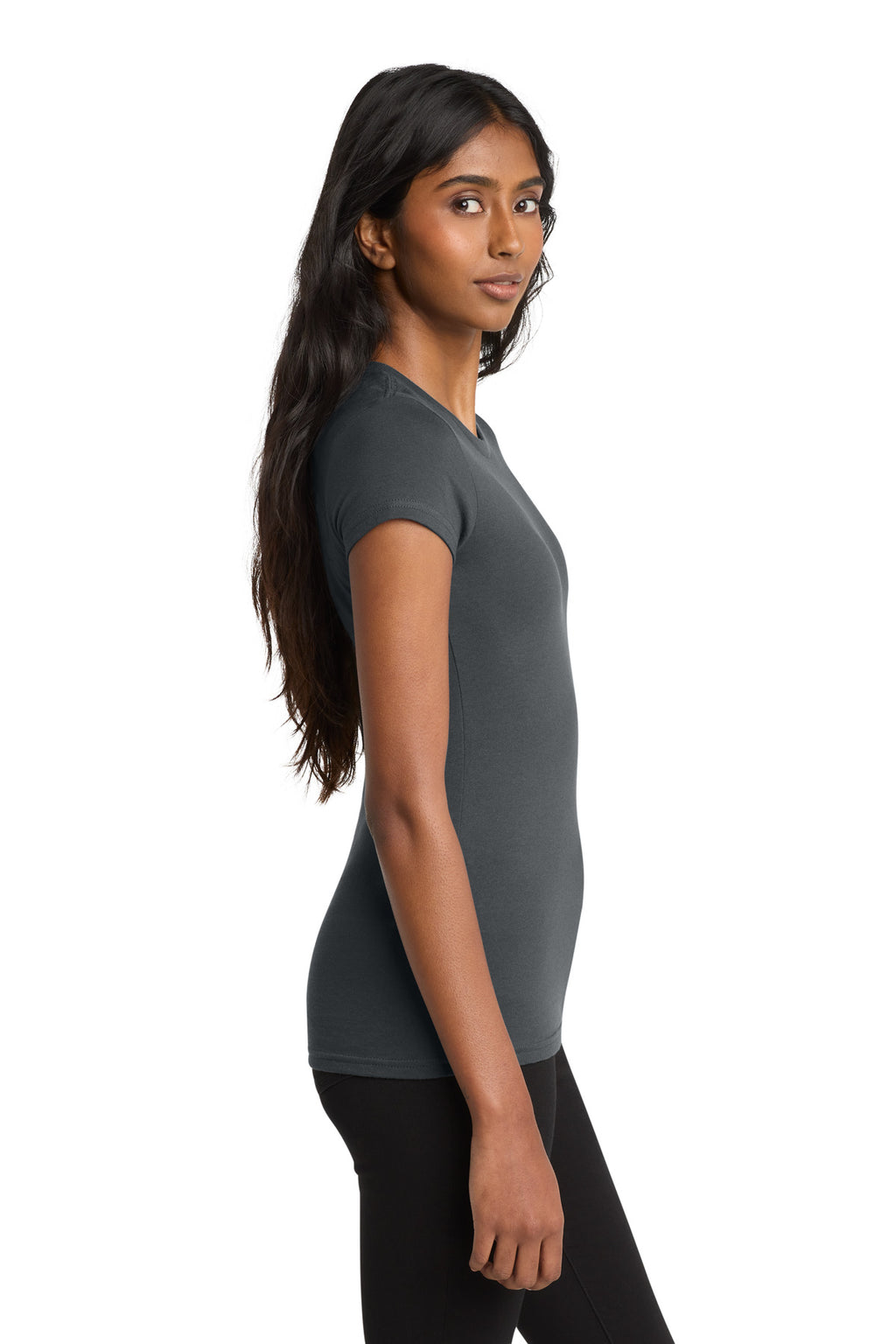 District Women's Fitted Very Important Tee . DT6001 - Charcoal - side