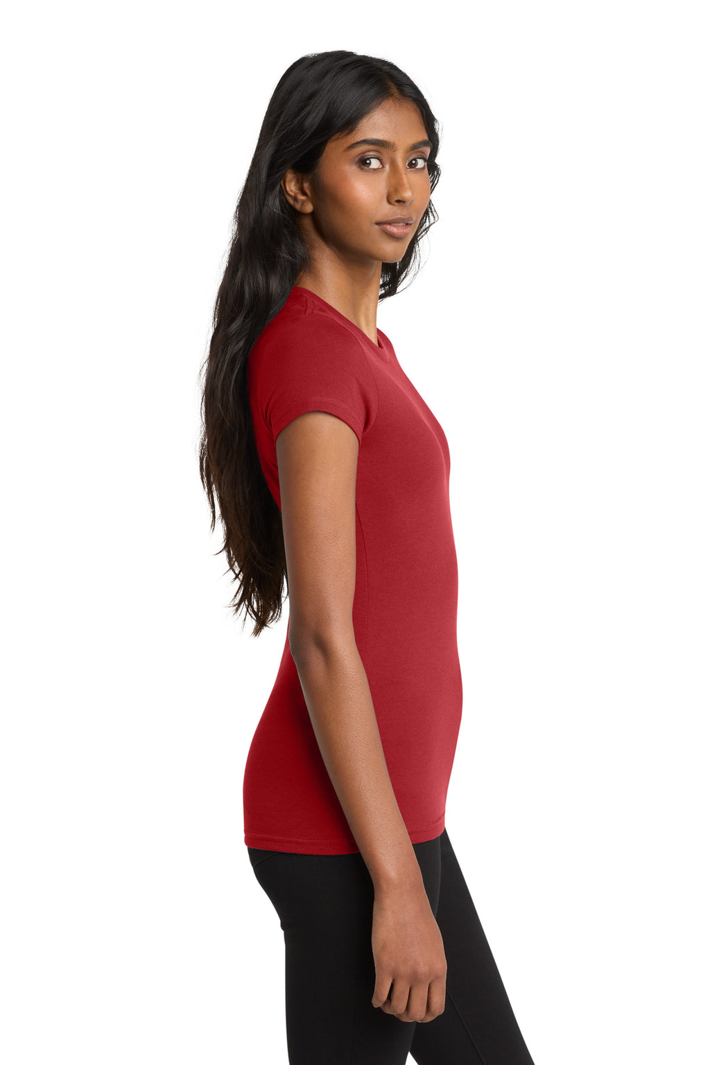 District Women's Fitted Very Important Tee . DT6001 - Classic Red - side