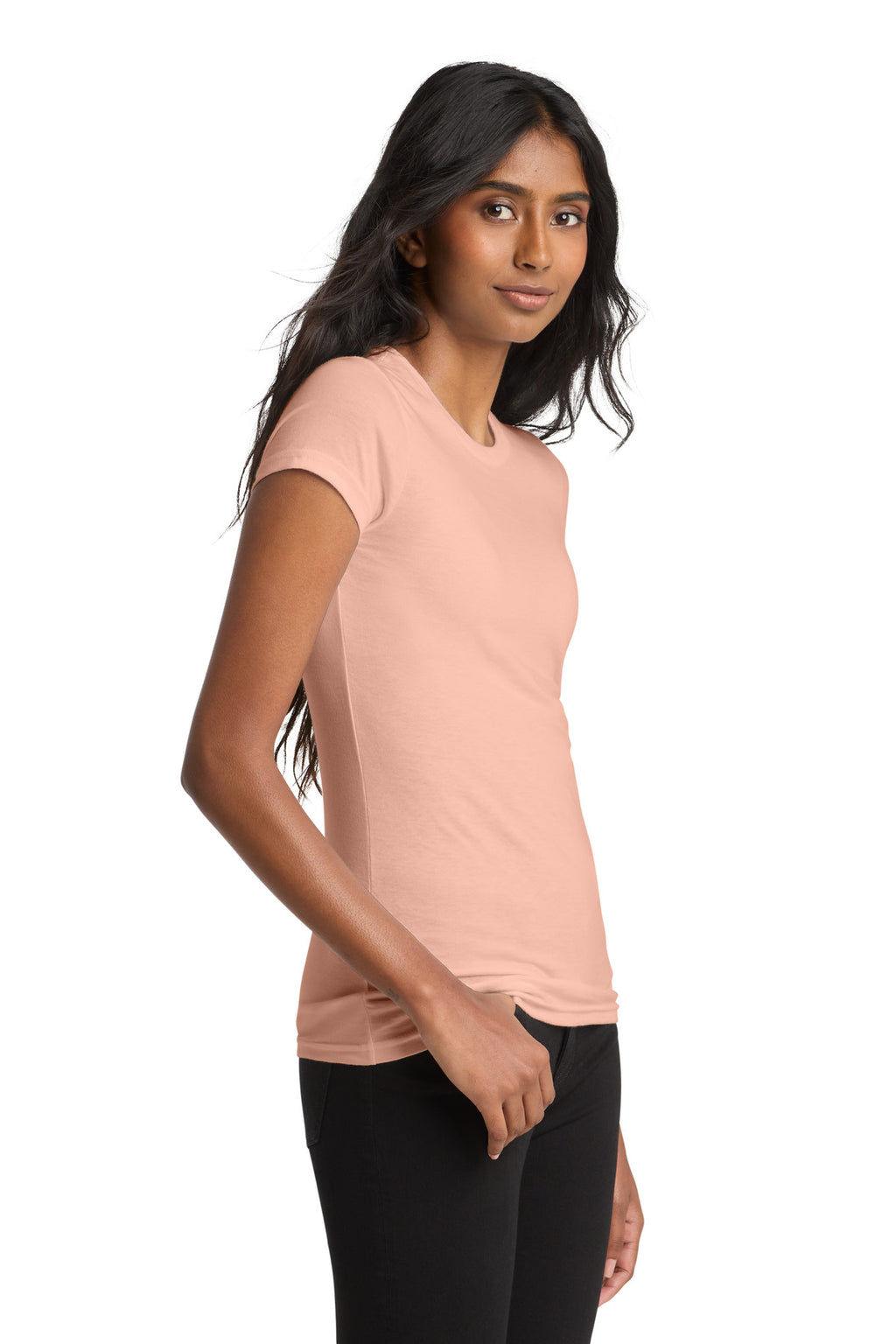District Women's Fitted Very Important Tee . DT6001 - Dusty Peach - side