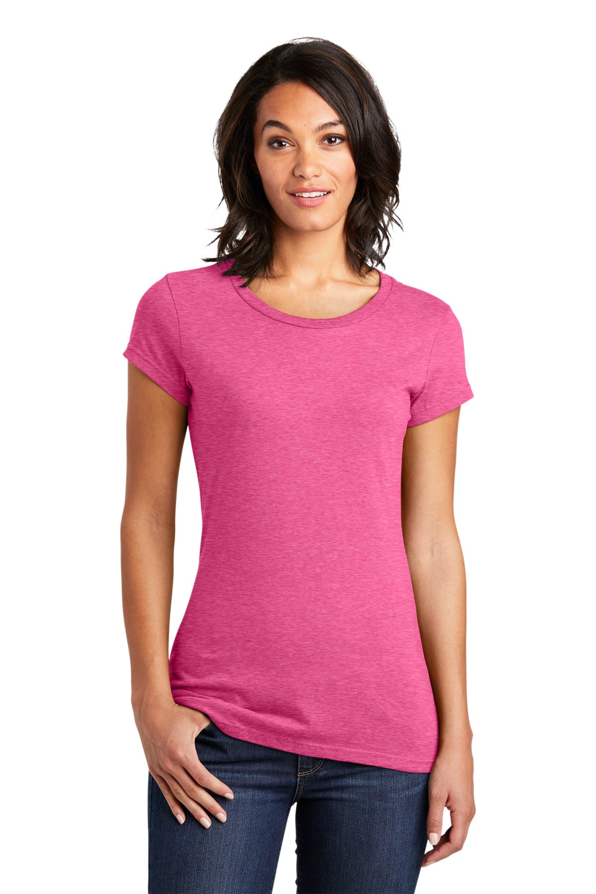 District Women's Fitted Very Important Tee . DT6001 - Fuchsia Frost - front