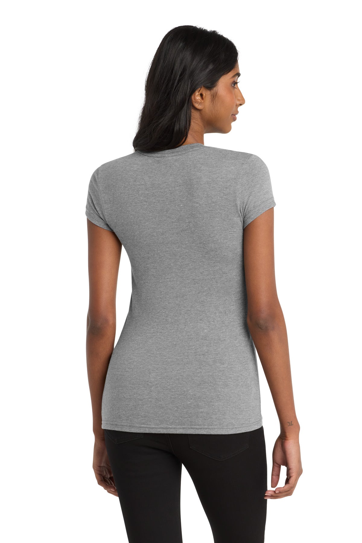 District Women's Fitted Very Important Tee . DT6001 - Grey Frost - back