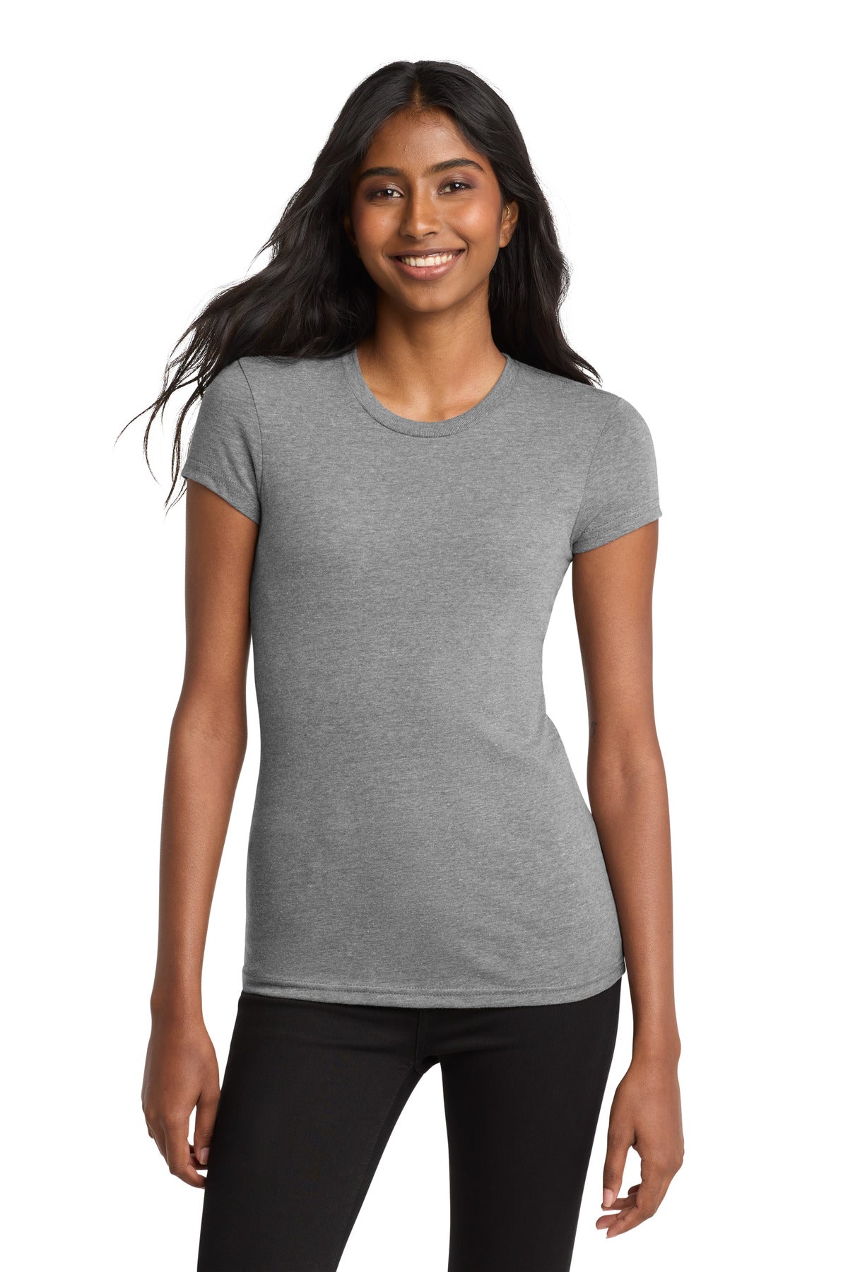 District Women's Fitted Very Important Tee . DT6001 - Grey Frost - front