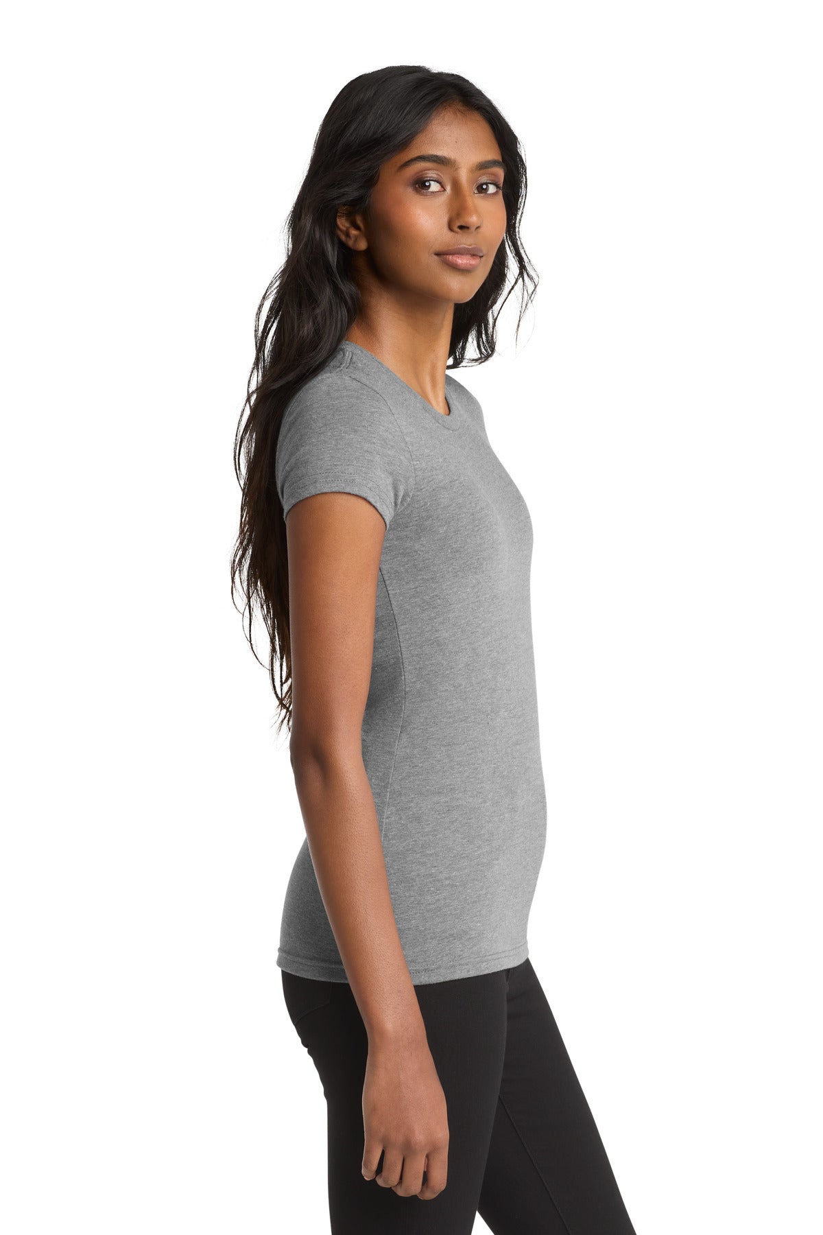 District Women's Fitted Very Important Tee . DT6001 - Grey Frost - side