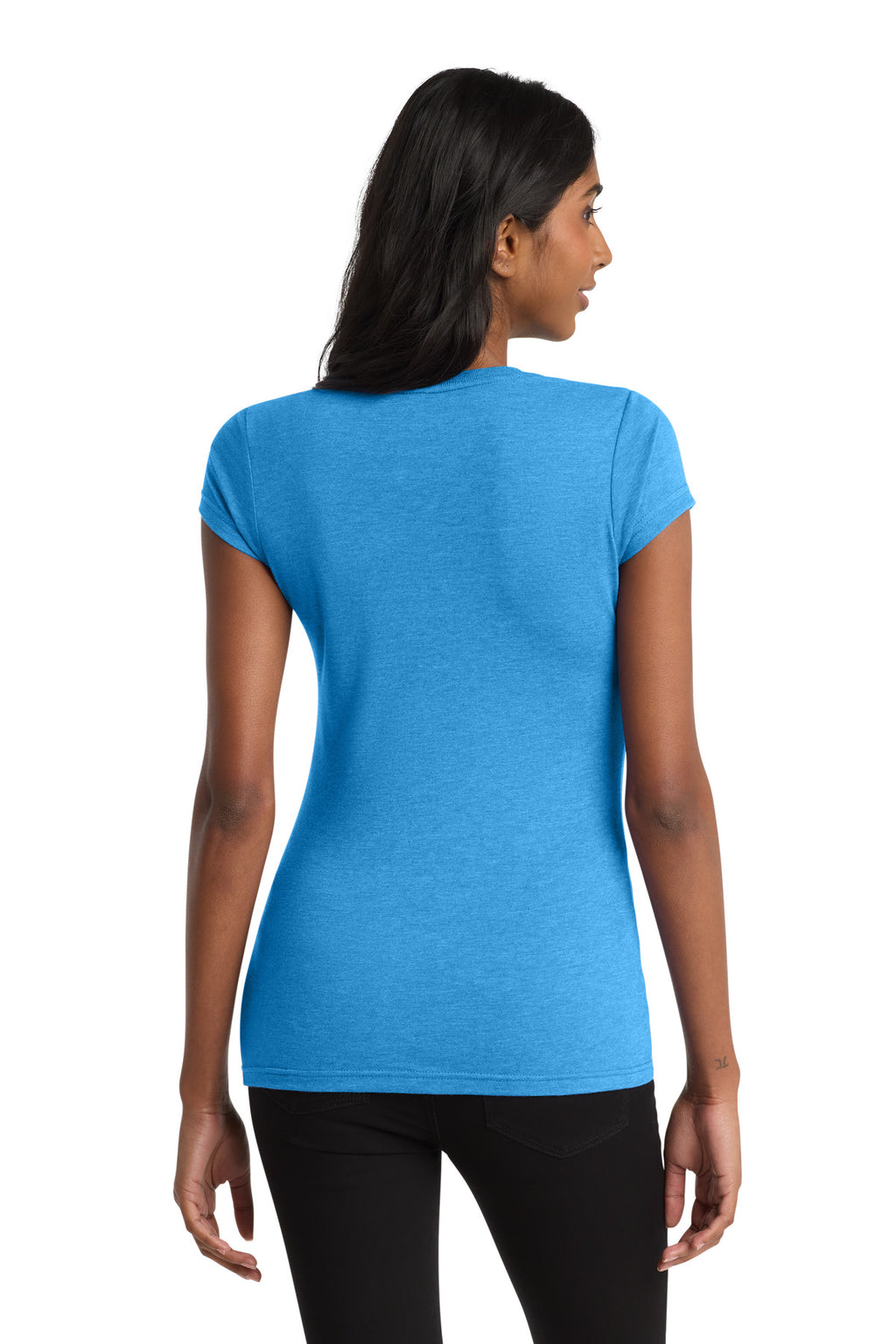 District Women's Fitted Very Important Tee . DT6001 - Heathered Bright Turquoise - back