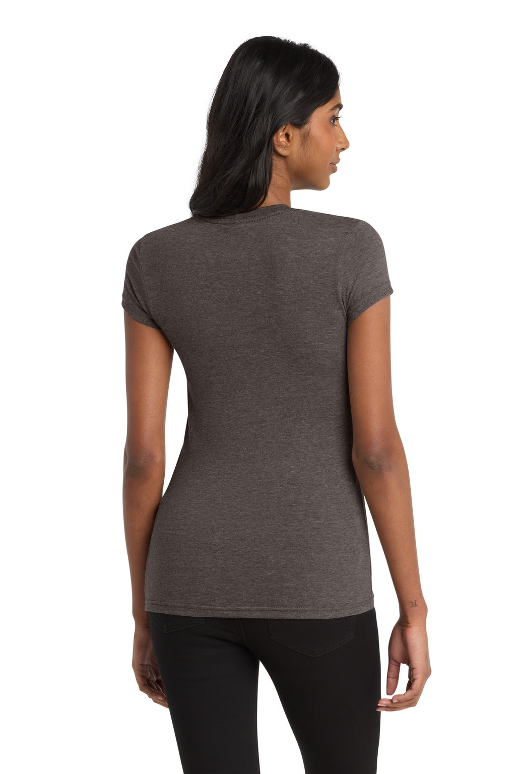 District Women's Fitted Very Important Tee . DT6001 - Heathered Brown - back