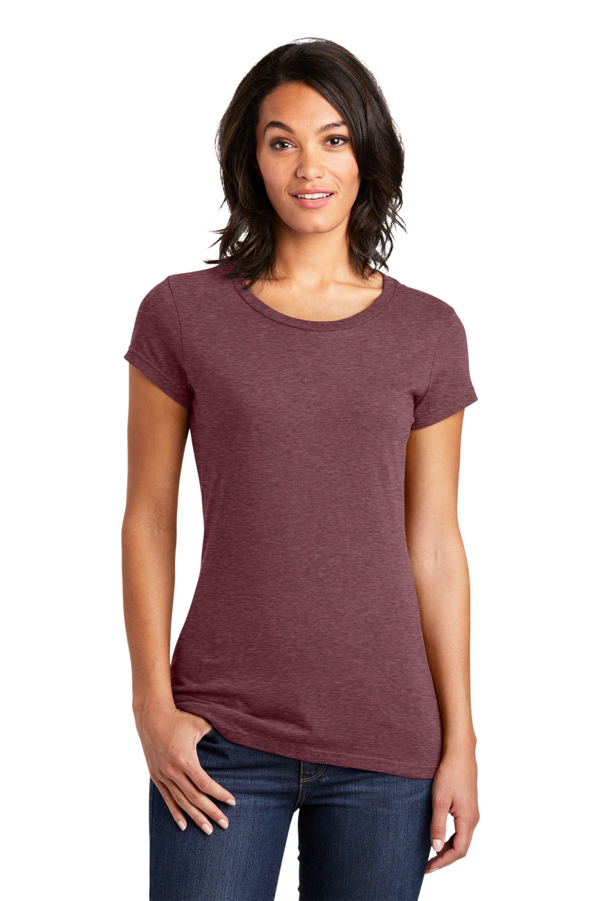 District Women's Fitted Very Important Tee . DT6001 - Heathered Cardinal - front