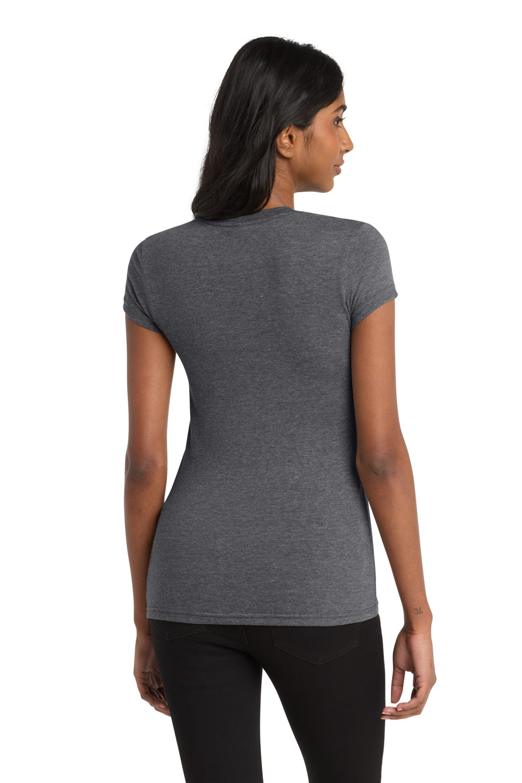 District Women's Fitted Very Important Tee . DT6001 - Heathered Charcoal - back