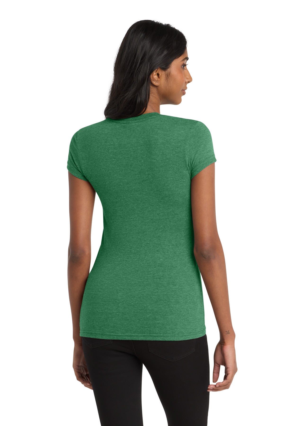 District Women's Fitted Very Important Tee . DT6001 - Heathered Kelly Green - back