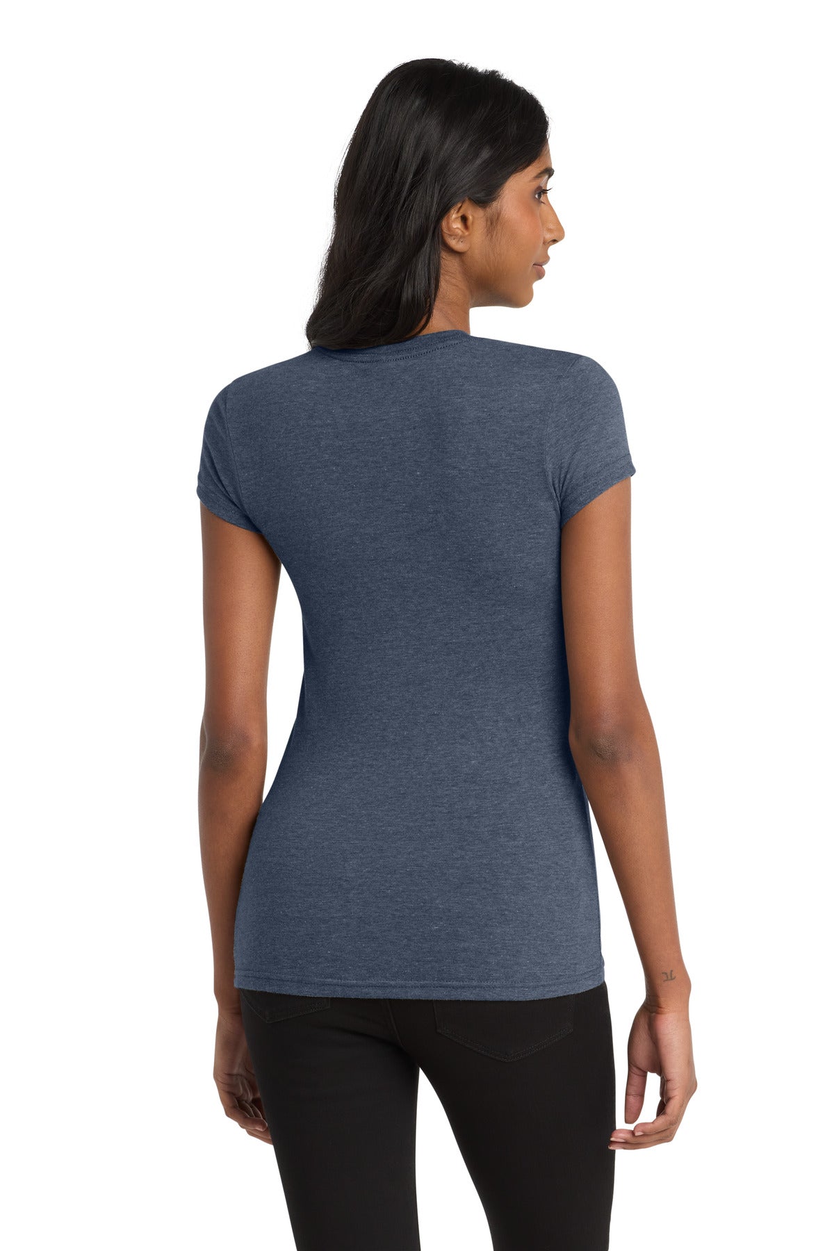 District Women's Fitted Very Important Tee . DT6001 - Heathered Navy - back