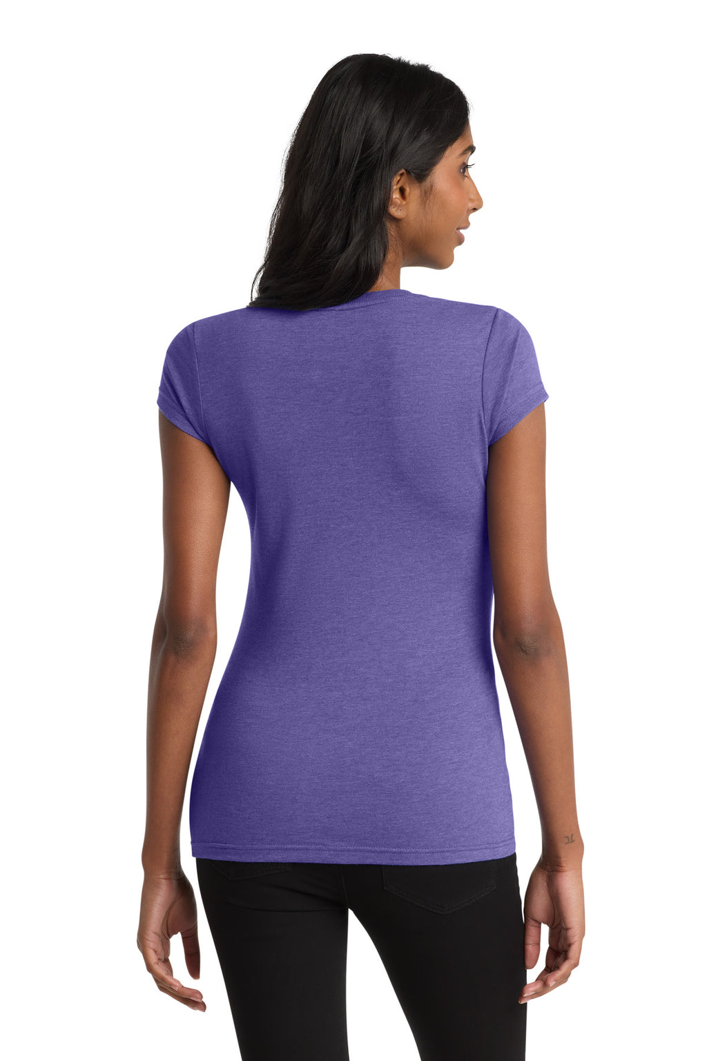 District Women's Fitted Very Important Tee . DT6001 - Heathered Purple - back