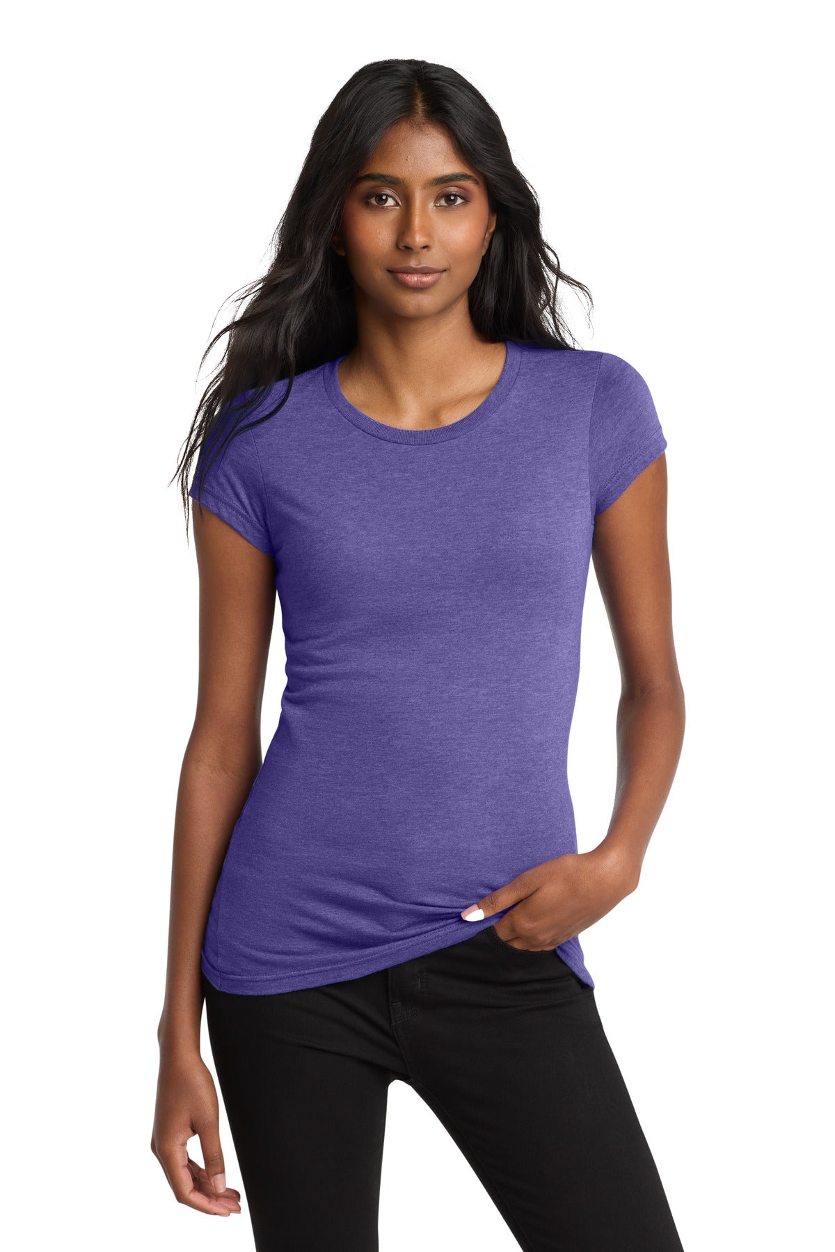 District Women's Fitted Very Important Tee . DT6001 - Heathered Purple - front