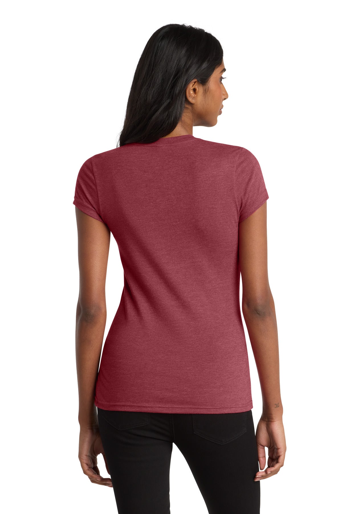 District Women's Fitted Very Important Tee . DT6001 - Heathered Red - back