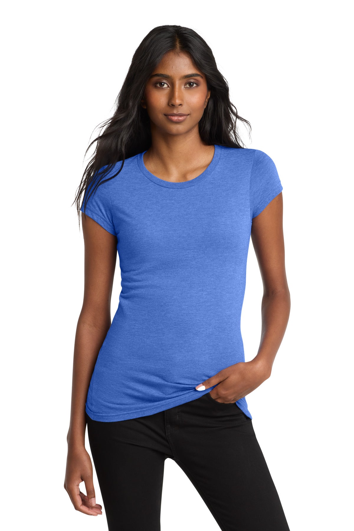 District Women's Fitted Very Important Tee . DT6001 - Heathered Royal - front