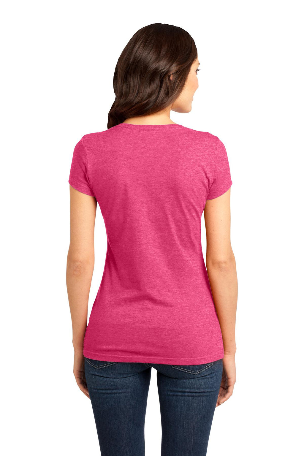 District Women's Fitted Very Important Tee . DT6001 - Heathered Watermelon - back