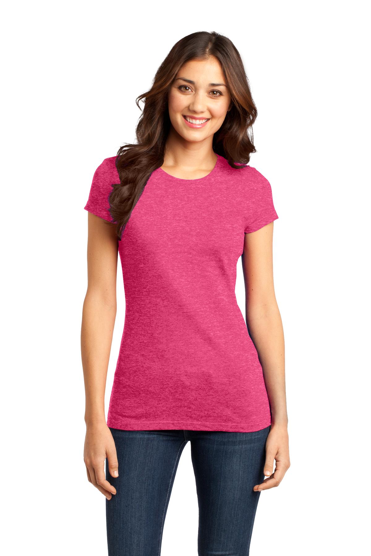 District Women's Fitted Very Important Tee . DT6001 - Heathered Watermelon - front