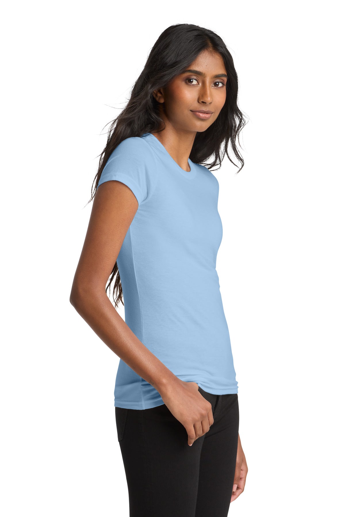 District Women's Fitted Very Important Tee . DT6001 - Ice Blue - side