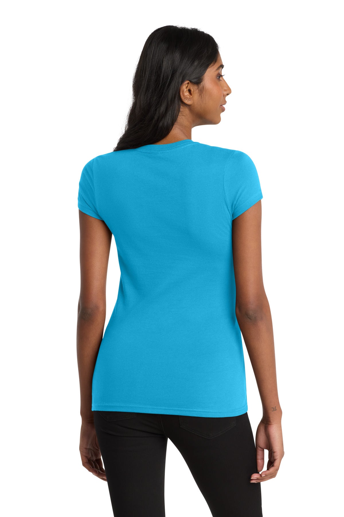 District Women's Fitted Very Important Tee . DT6001 - Light Turquoise - back
