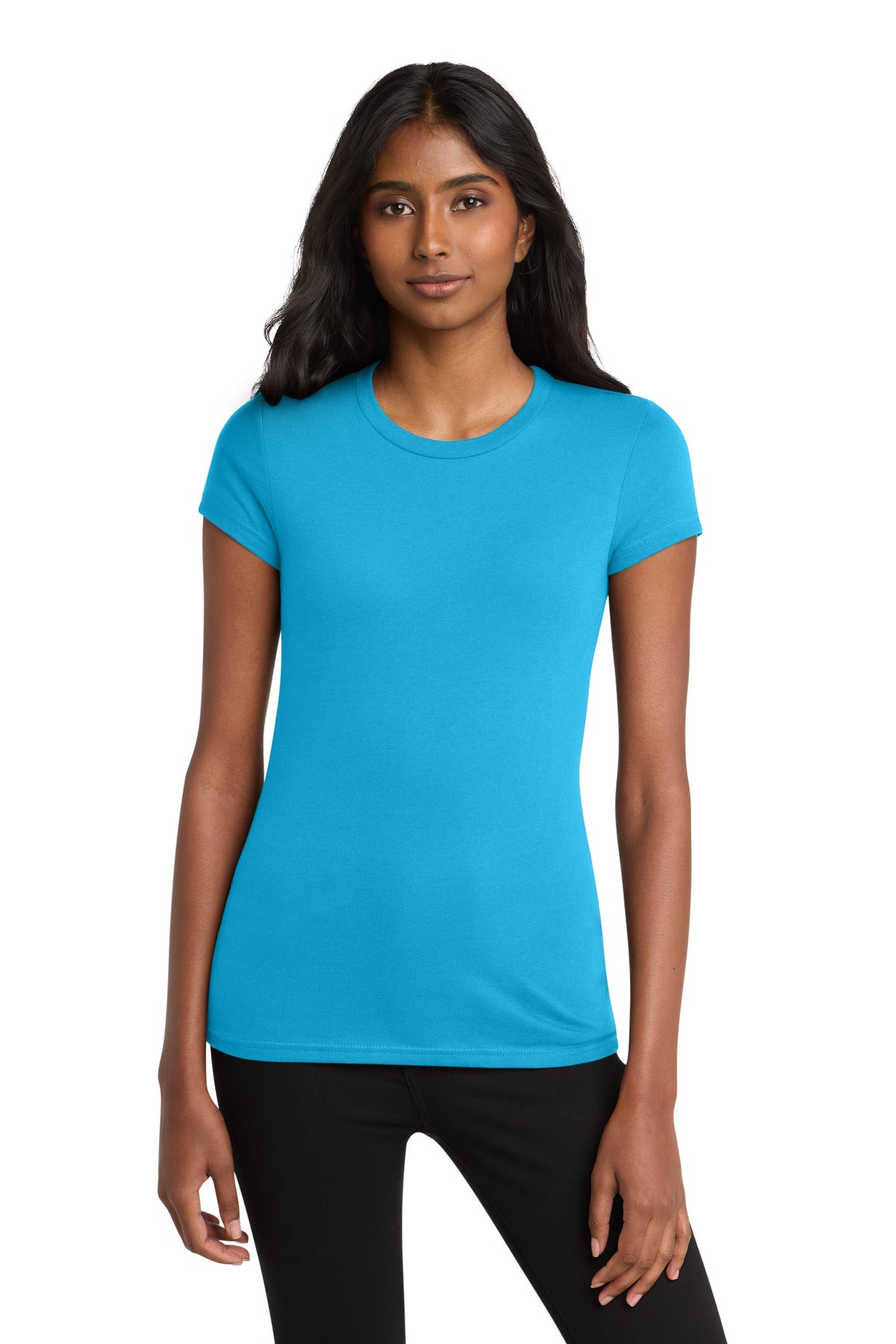 District Women's Fitted Very Important Tee . DT6001 - Light Turquoise - front