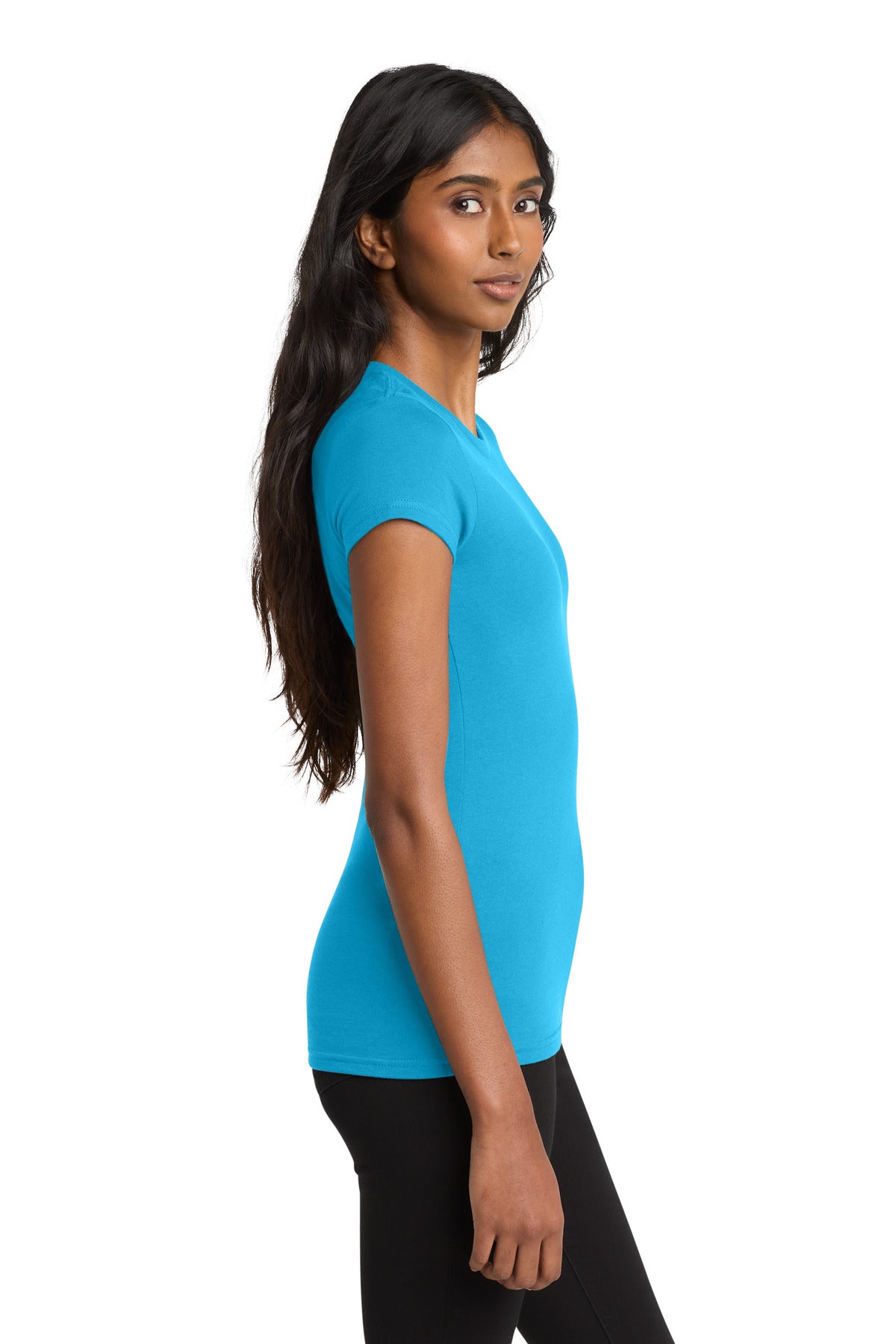 District Women's Fitted Very Important Tee . DT6001 - Light Turquoise - side