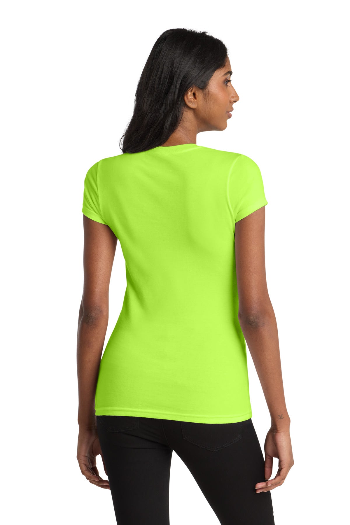 District Women's Fitted Very Important Tee . DT6001 - Lime Shock - back