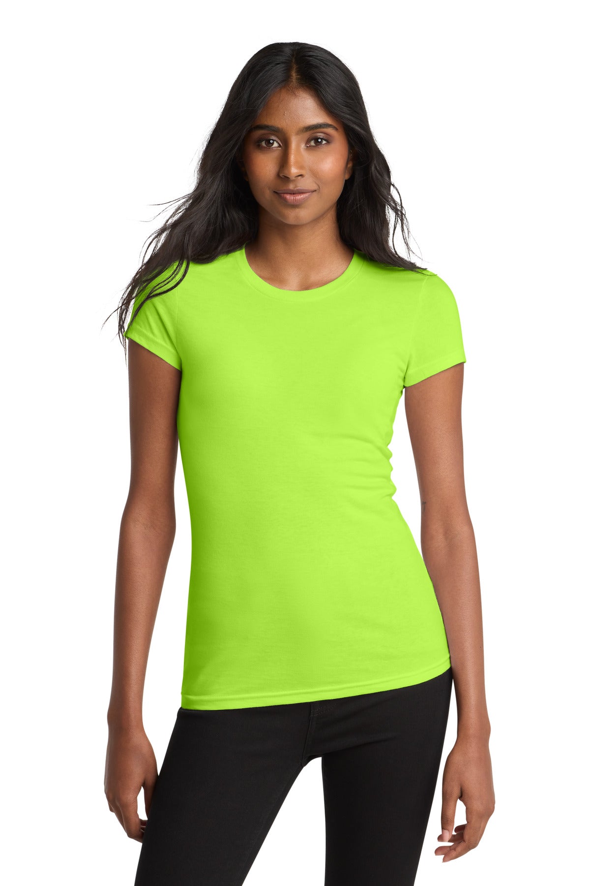 District Women's Fitted Very Important Tee . DT6001 - Lime Shock - front