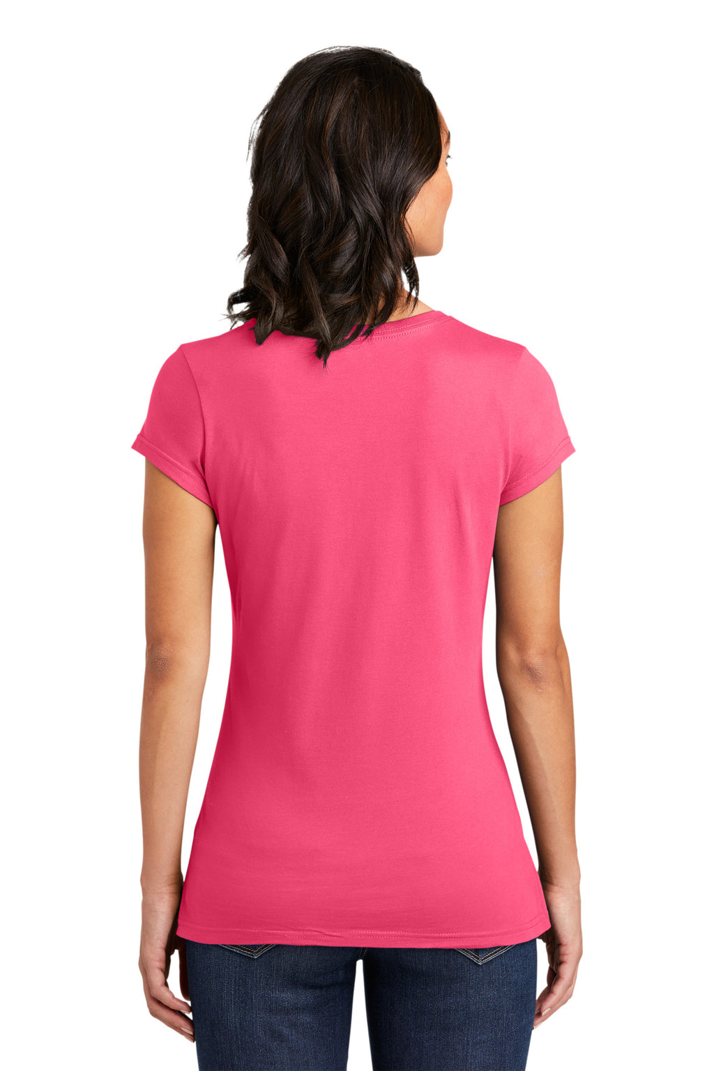 District Women's Fitted Very Important Tee . DT6001 - Neon Pink - back