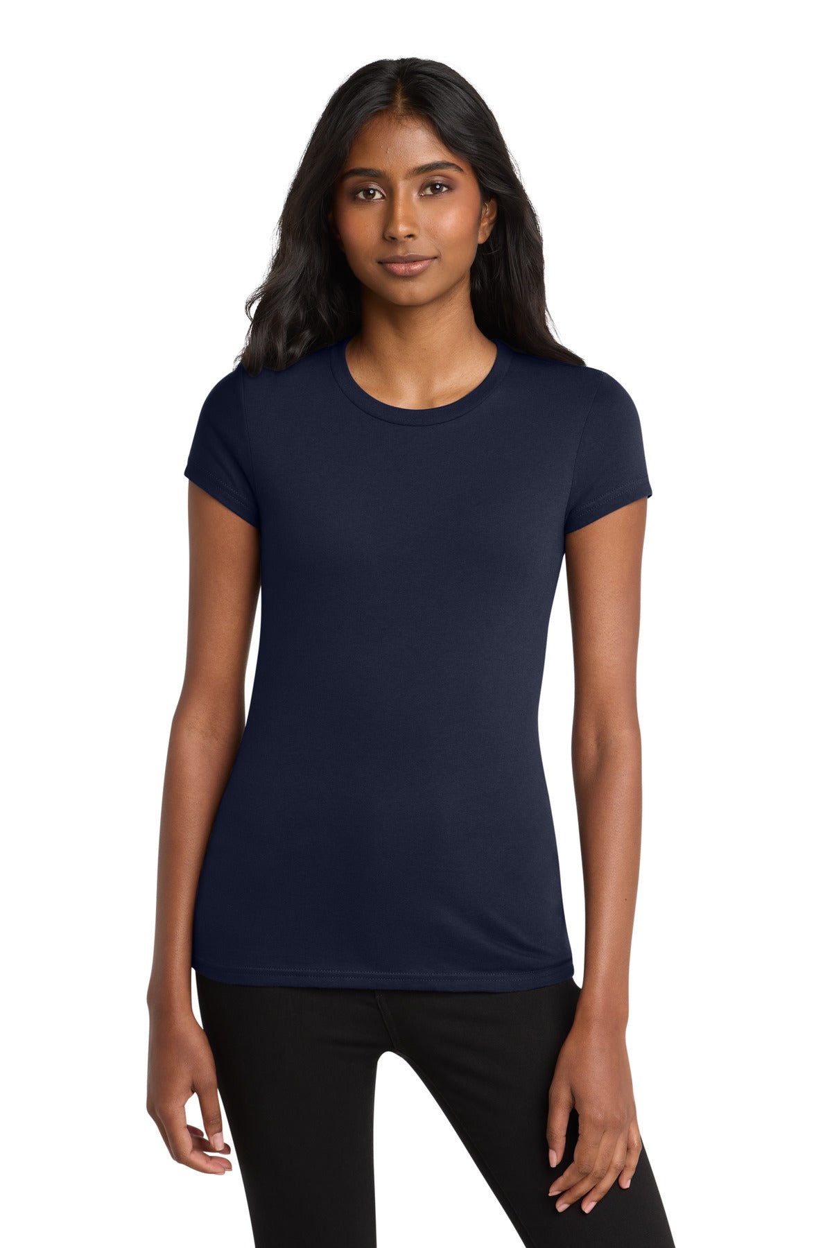 District Women's Fitted Very Important Tee . DT6001 - New Navy - front