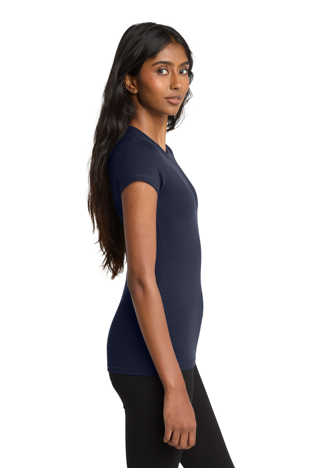 District Women's Fitted Very Important Tee . DT6001 - New Navy - side