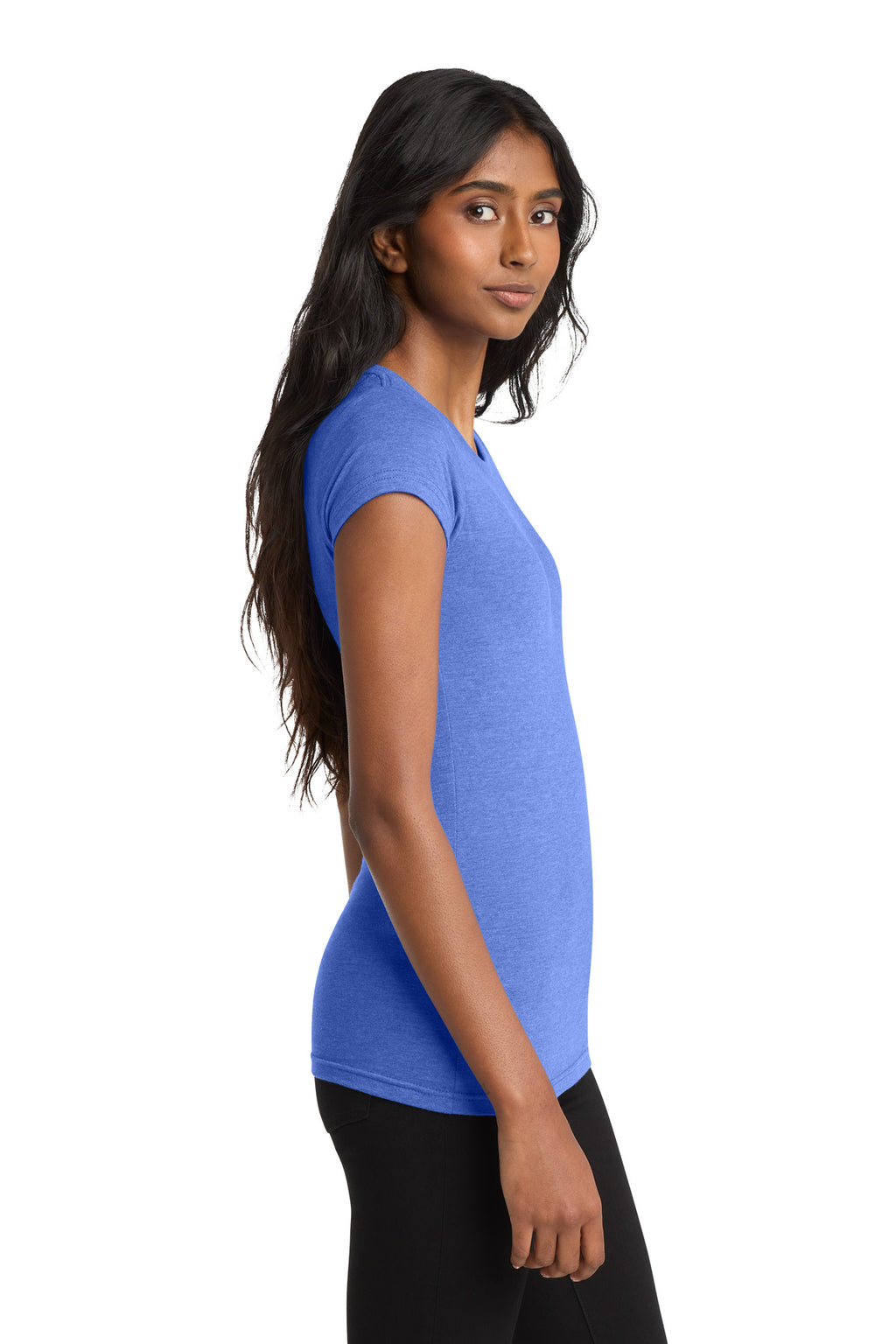 District Women's Fitted Very Important Tee . DT6001 - Royal Frost - side