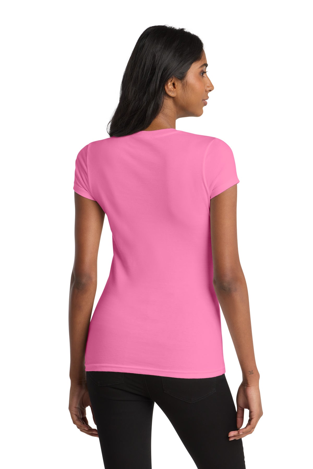District Women's Fitted Very Important Tee . DT6001 - True Pink - back