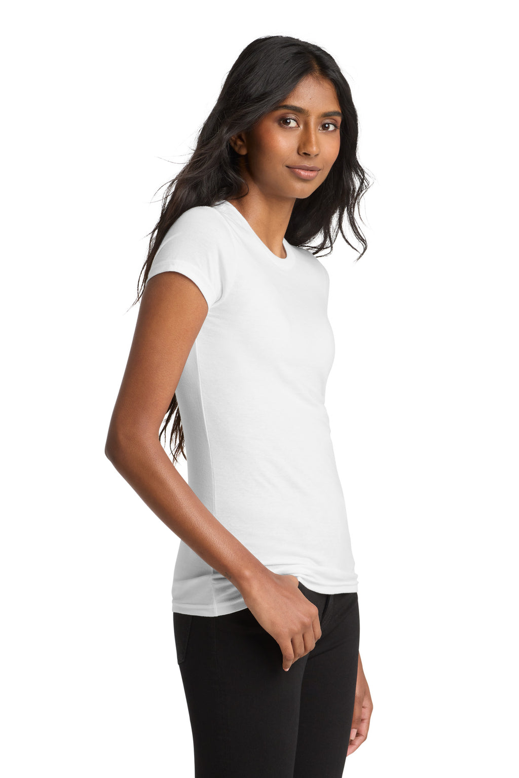 District Women's Fitted Very Important Tee . DT6001 - White - side