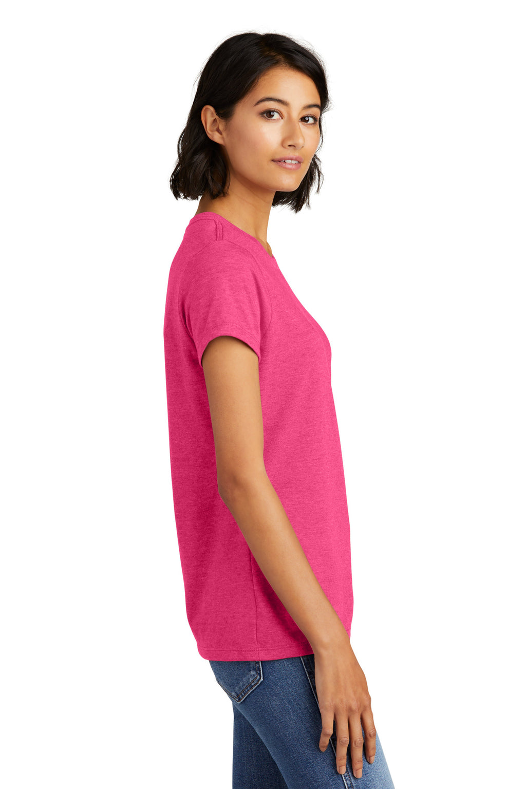 District Women's Very Important Tee . DT6002 - Fuchsia Frost - side