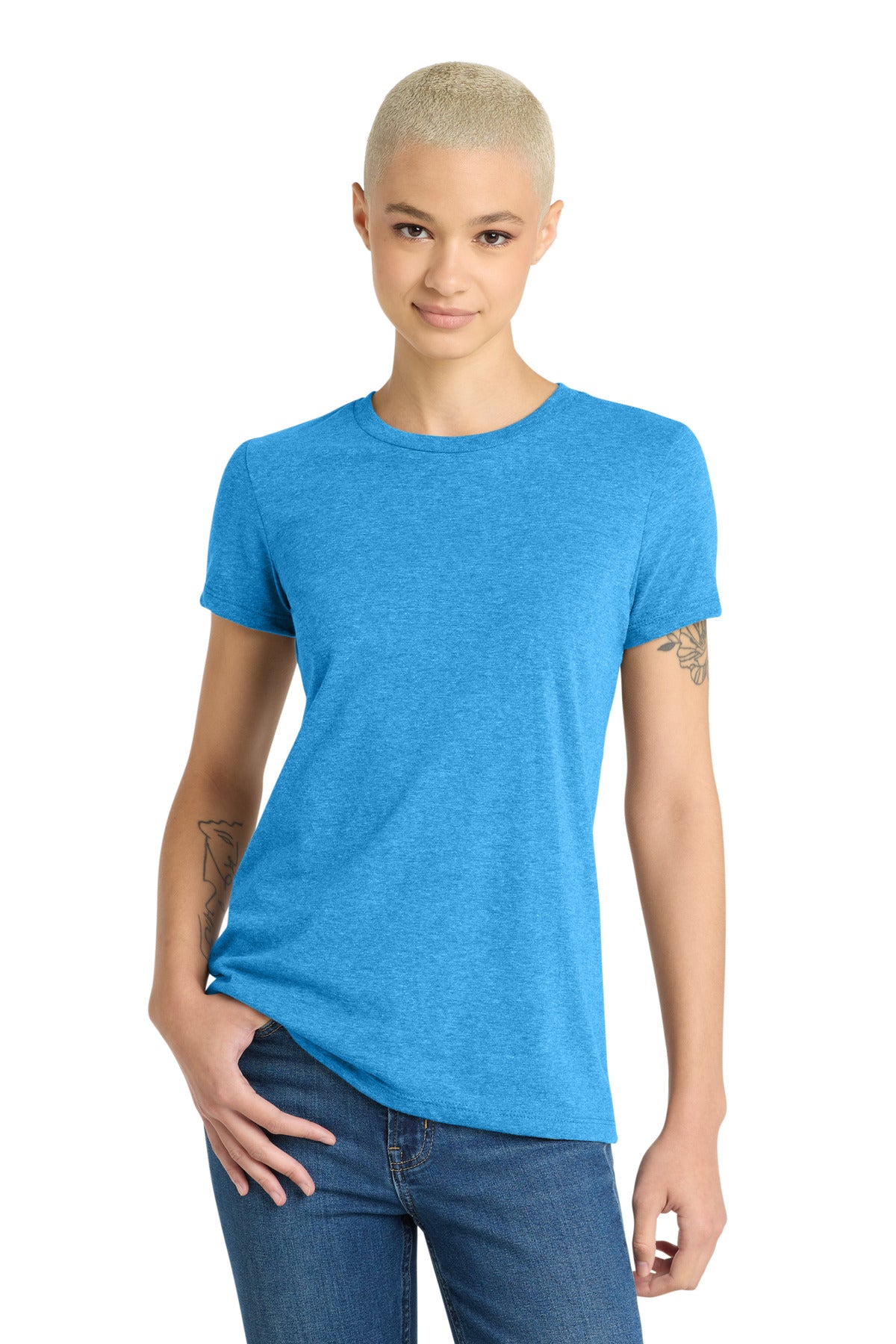 District Women's Very Important Tee . DT6002 - Heathered Bright Turquoise - front