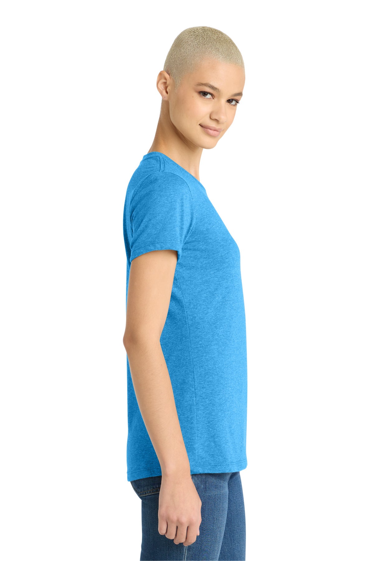 District Women's Very Important Tee . DT6002 - Heathered Bright Turquoise - side