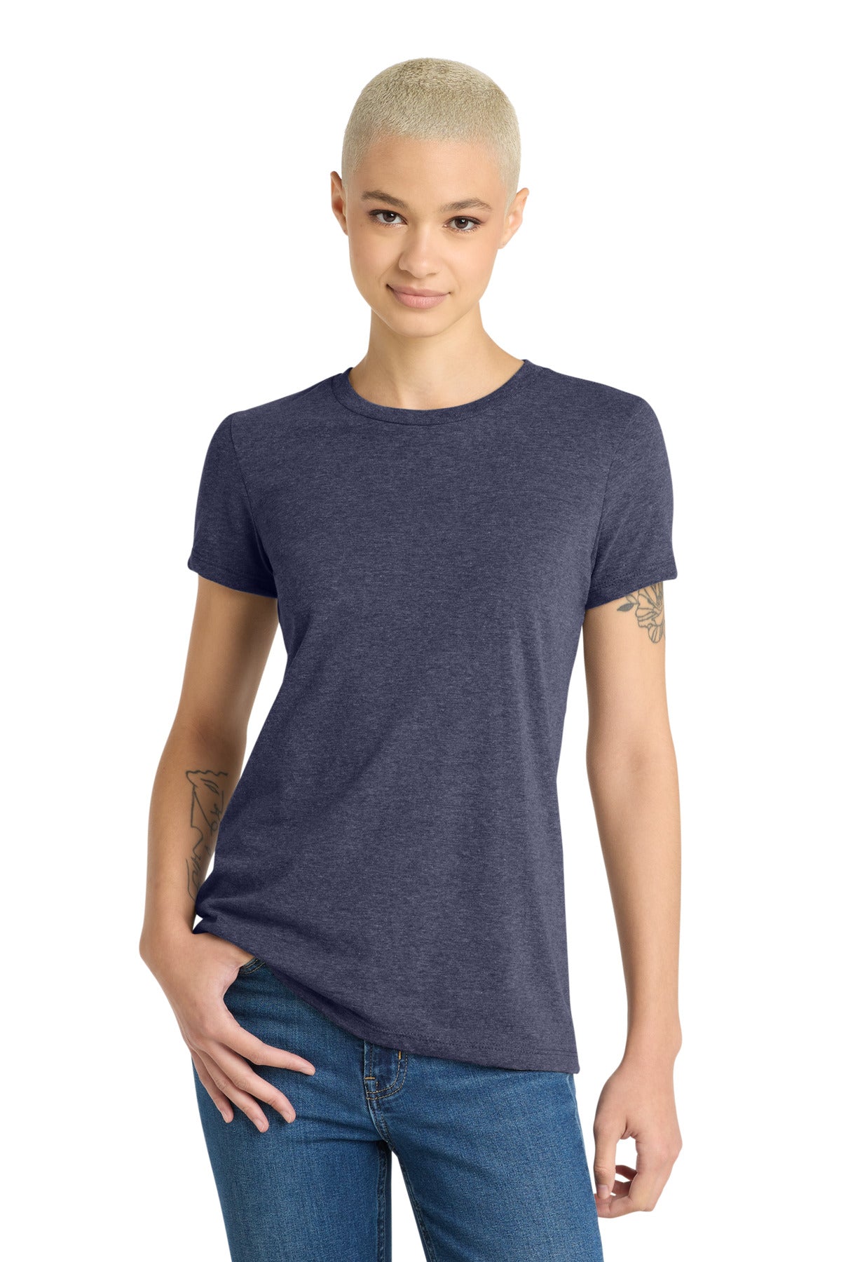 District Women's Very Important Tee . DT6002 - Heathered Navy - front