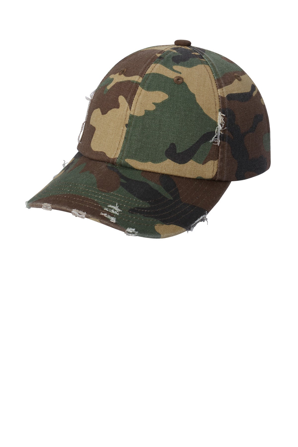 District Distressed Cap. DT600 - Military Camo - front
