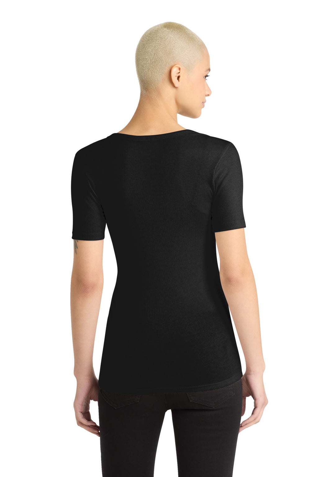 District Women's V.I.T. Rib Scoop Neck Tee DT6020 - Black - back