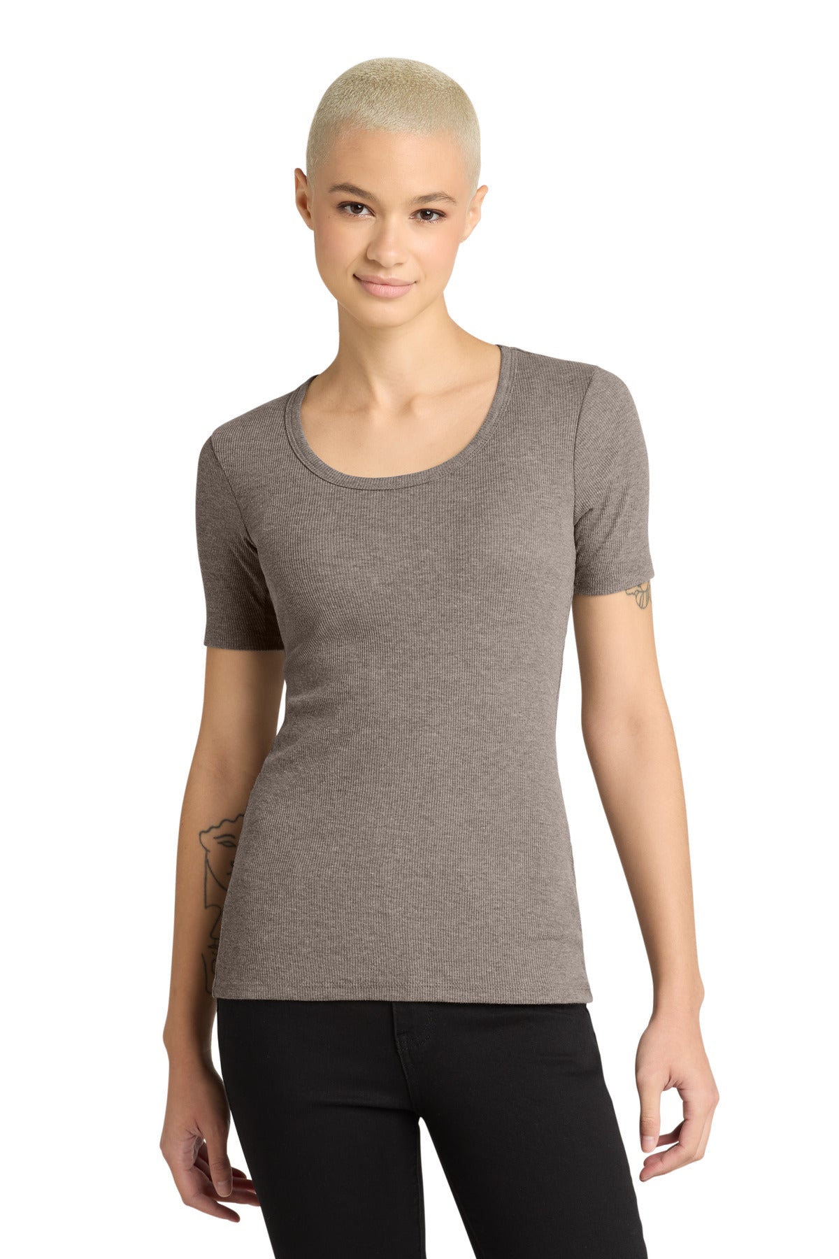 District Women's V.I.T. Rib Scoop Neck Tee DT6020 - Grey Frost - front