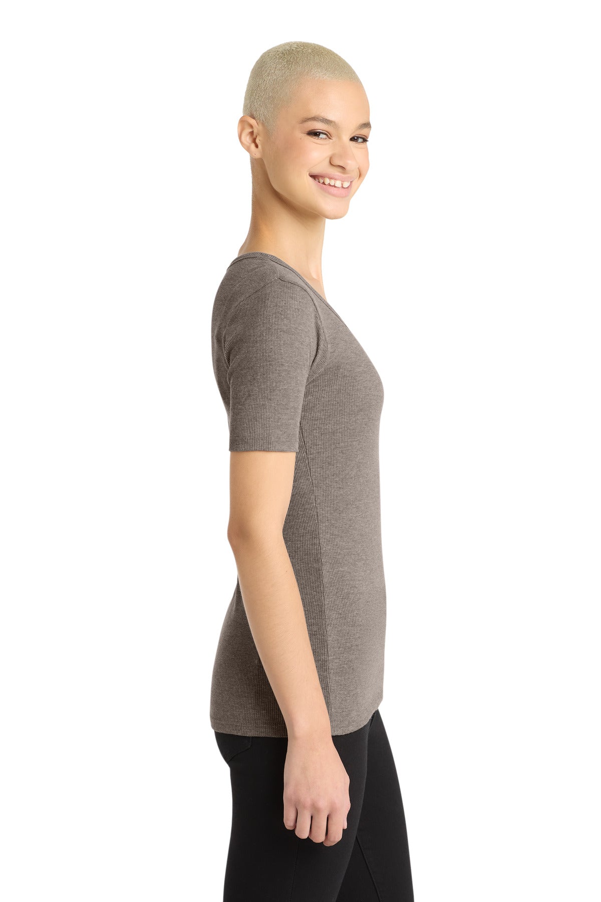 District Women's V.I.T. Rib Scoop Neck Tee DT6020 - Grey Frost - side