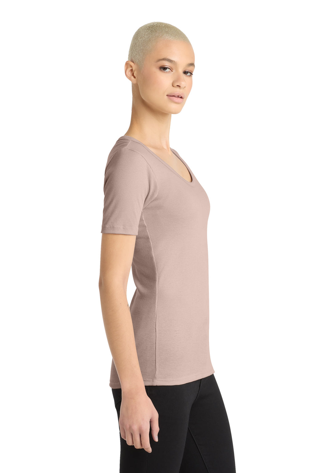 District Women's V.I.T. Rib Scoop Neck Tee DT6020 - Smokey Iris - side