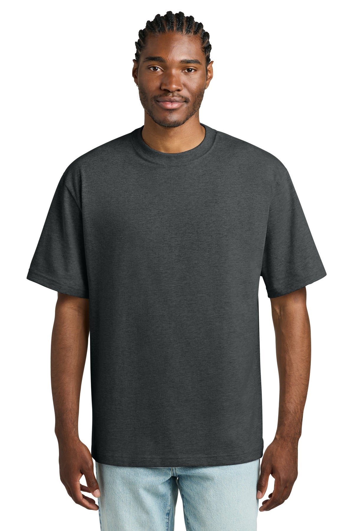 District Heavyweight Very Important Tee DT6065 - Heathered Charcoal - front