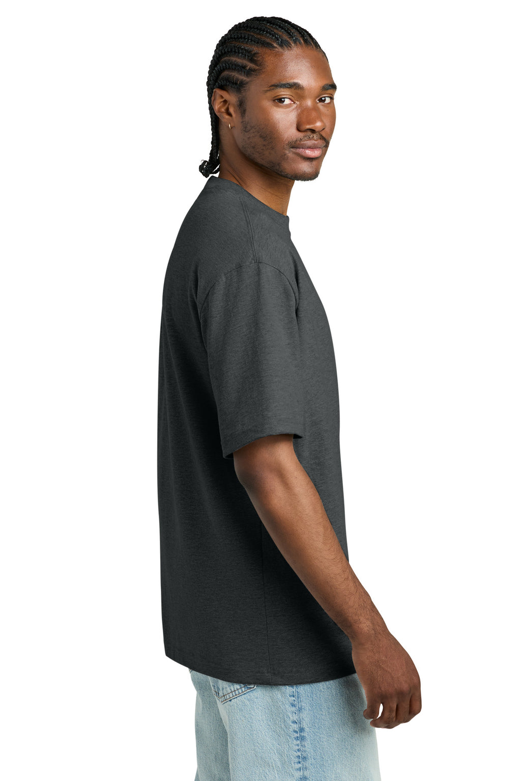 District Heavyweight Very Important Tee DT6065 - Heathered Charcoal - side