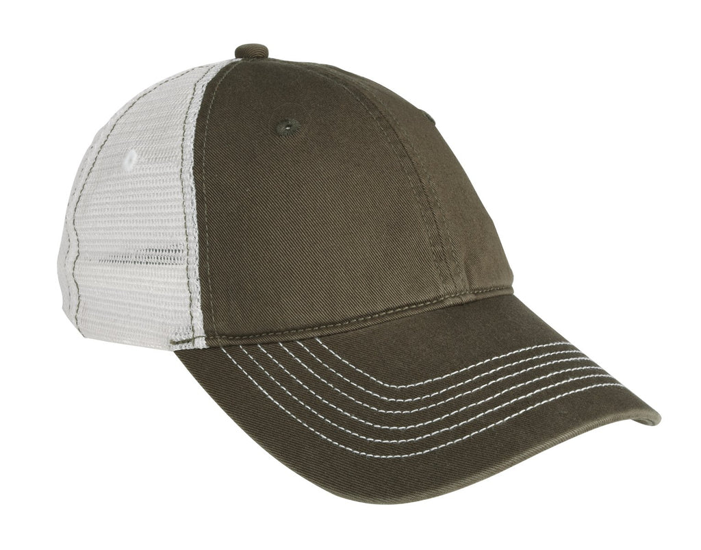 District Mesh Back Cap. DT607 - Army/ White - front