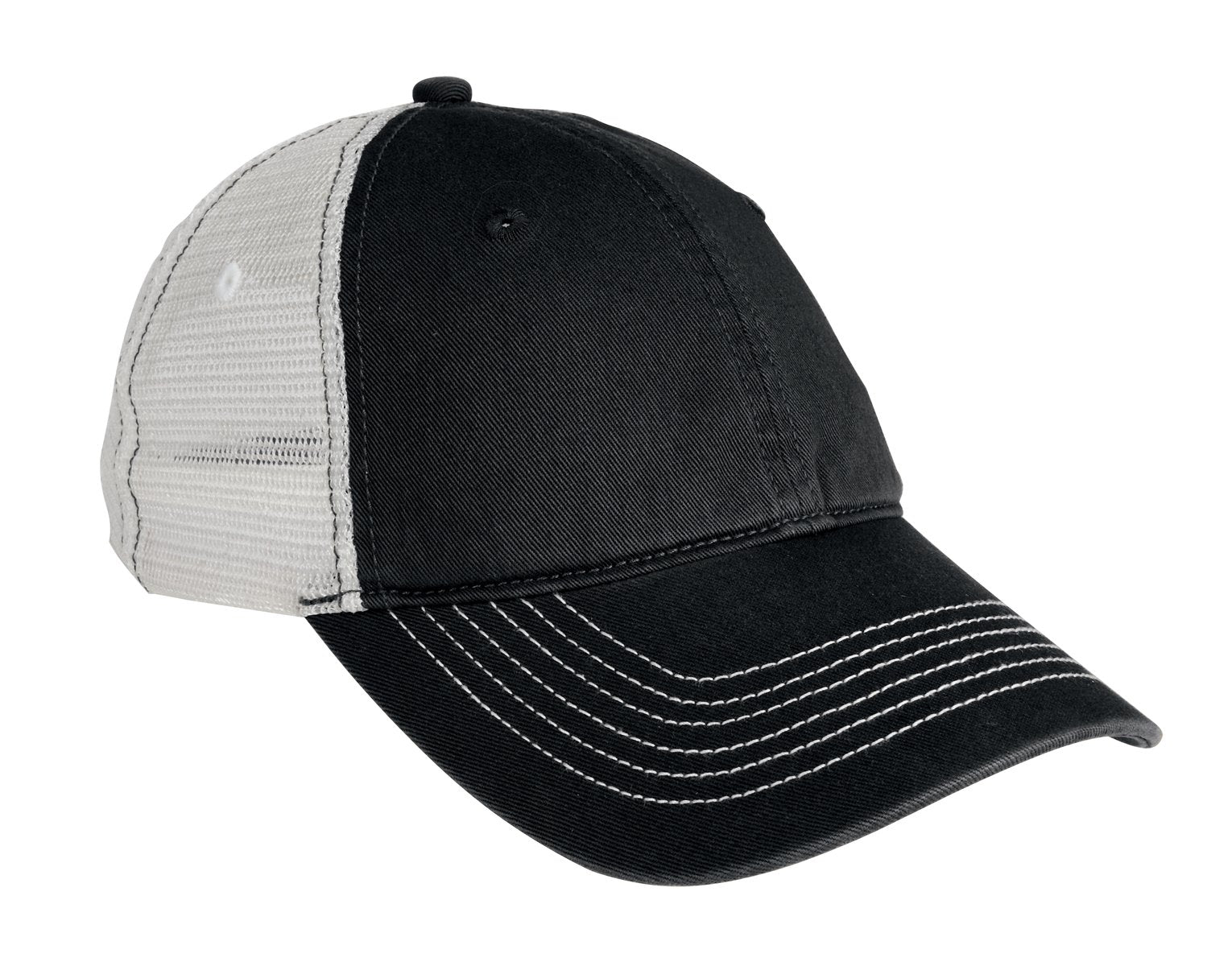 District Mesh Back Cap. DT607 - Black/ White - front