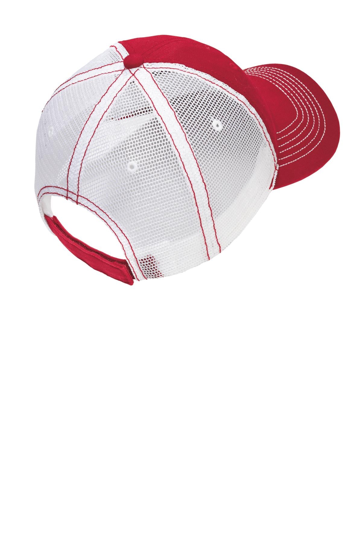 District Mesh Back Cap. DT607 - Red/ White - back