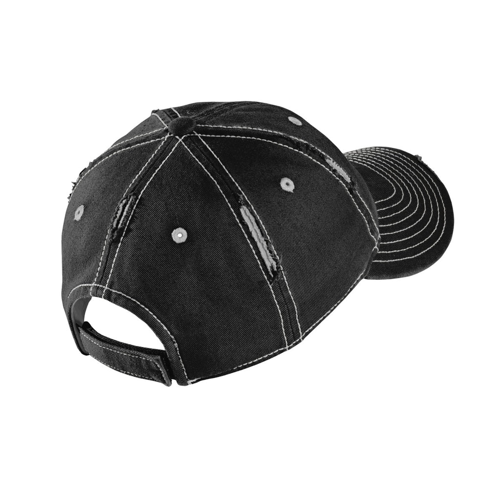 DISCONTINUED District Rip and Distressed Cap DT612 - Black/ Chrome - back
