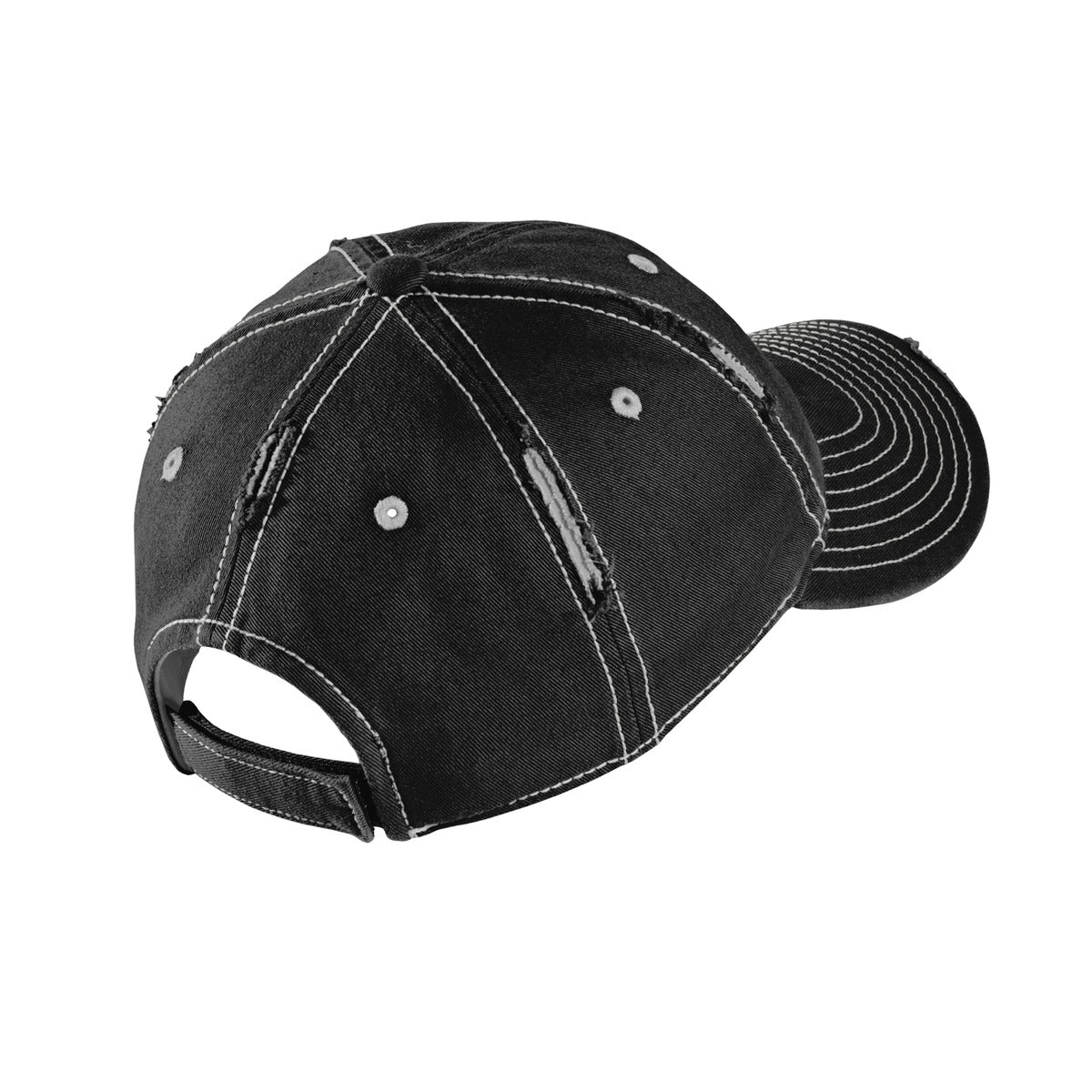DISCONTINUED District Rip and Distressed Cap DT612 - Black/ Chrome - back